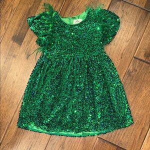 Lola + the Boys EMERALD SHIMMER PARTY DRESS. Size 5. WORN ONCE.